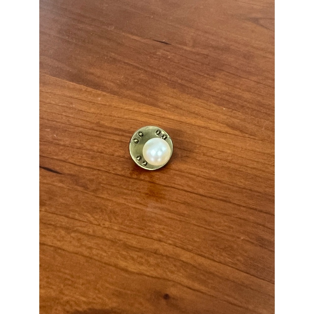 Mens Vintage Faux Pearl Tie Pin Gold Tone Formal Wedding Accessory Tack
